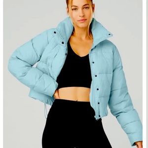 Alo gold Puffer Jacket in Chalk Blue. RARE!! Size Small